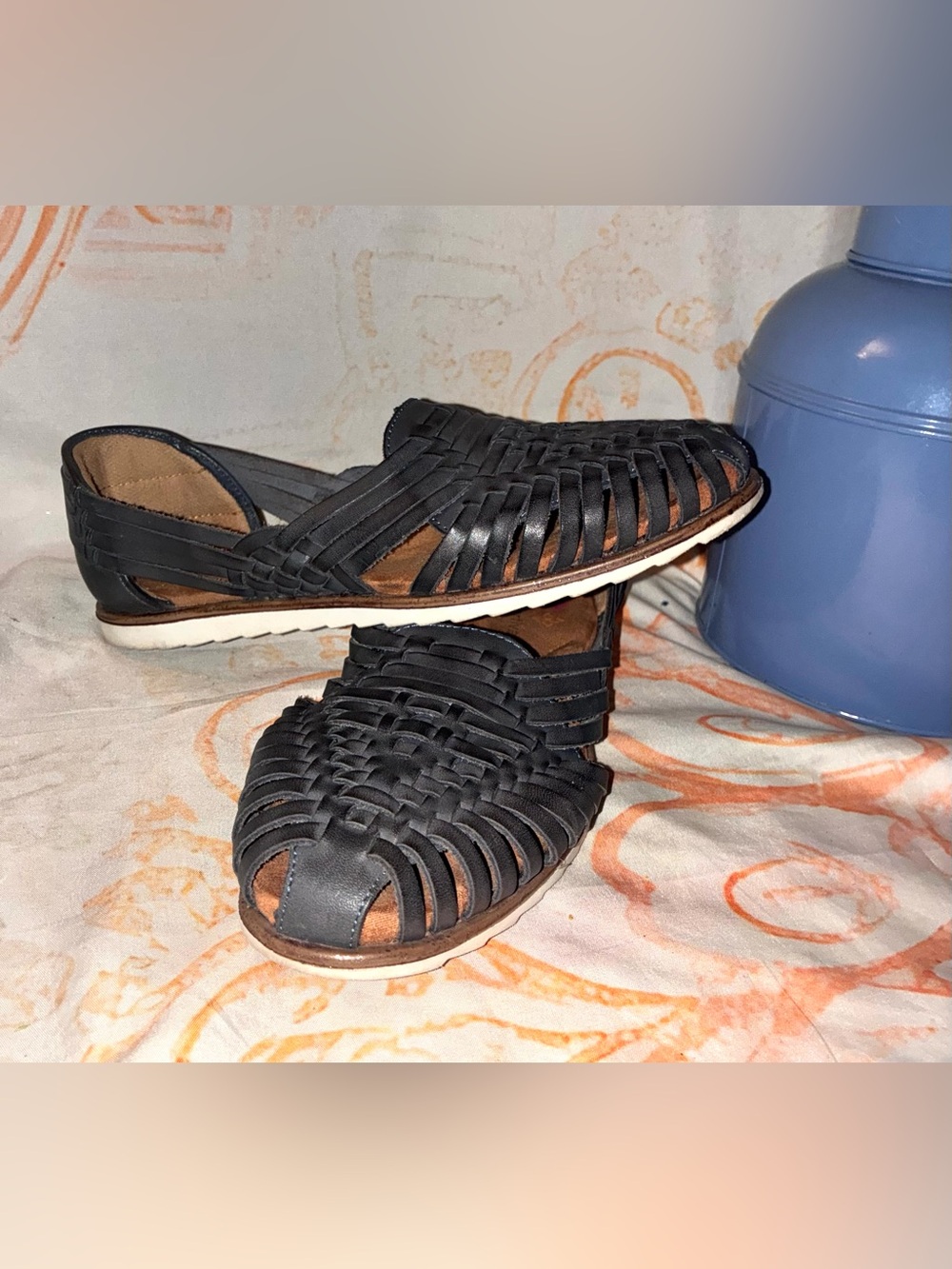 Comfortiva Women’s Navy Woven Leather Slip-On Shoes